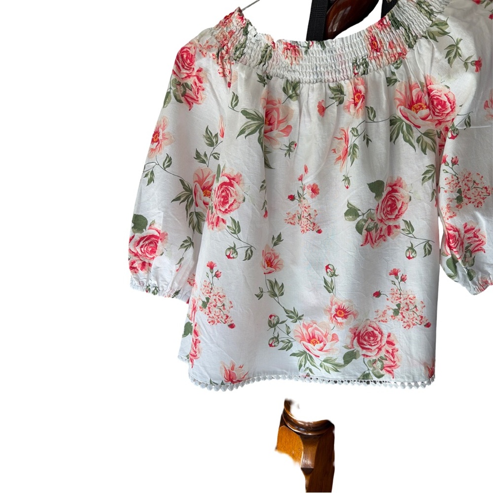 Zara Floral White and Pink Blouse - Picture 2 of 5
